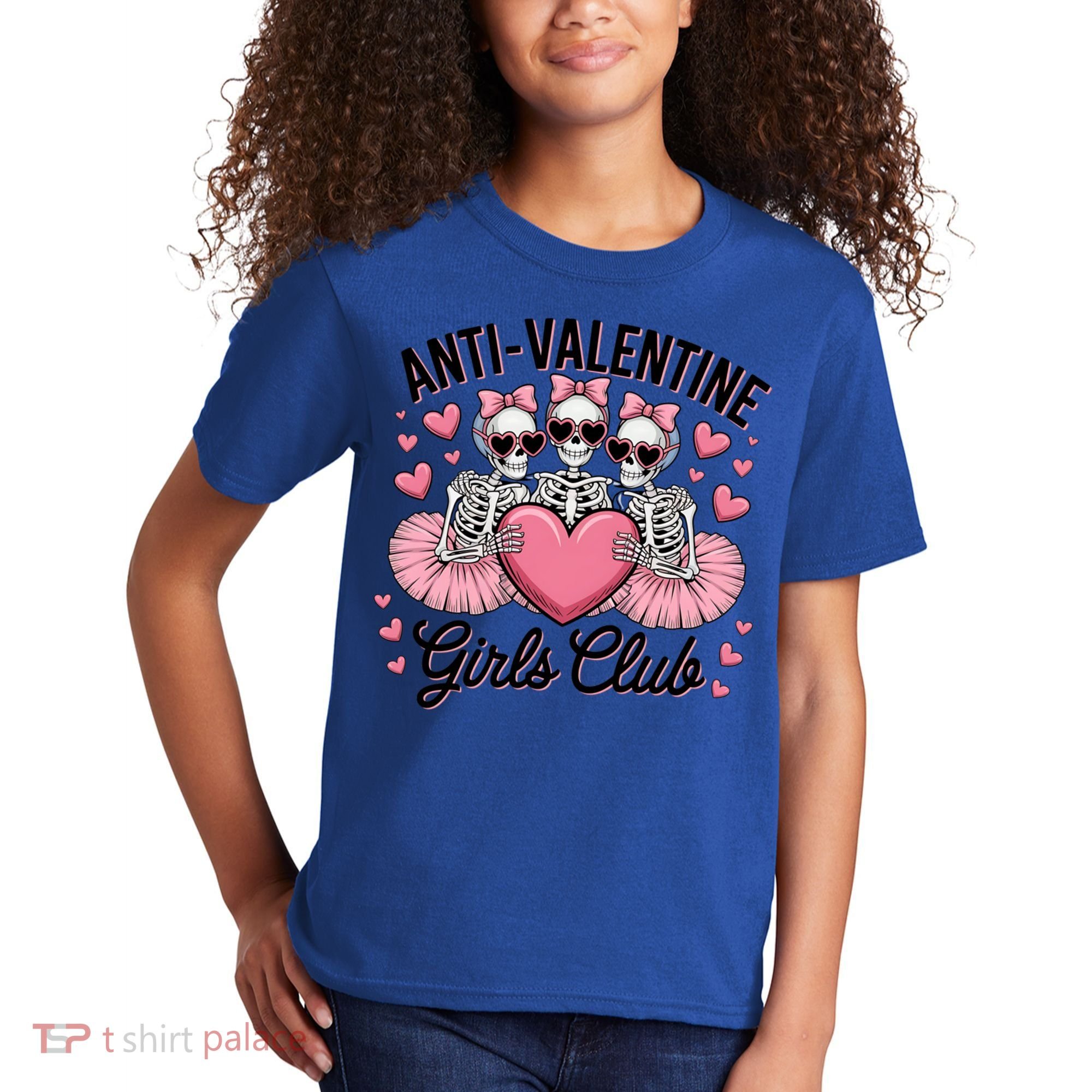 Anti Valentine Club Skeleton Funny Valentines Day Funny Gift Kids T-Shirt