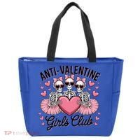 Anti Valentine Club Skeleton Funny Valentines Day Funny Gift Tote Bag thumb 0