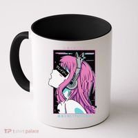 Aesthetic Vaporwave Crazy Waifu Anime Girl Coffee Mug thumb 0