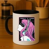 Aesthetic Vaporwave Crazy Waifu Anime Girl Coffee Mug thumb 4