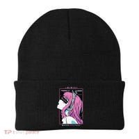 Aesthetic Vaporwave Crazy Waifu Anime Girl Beanie thumb 0