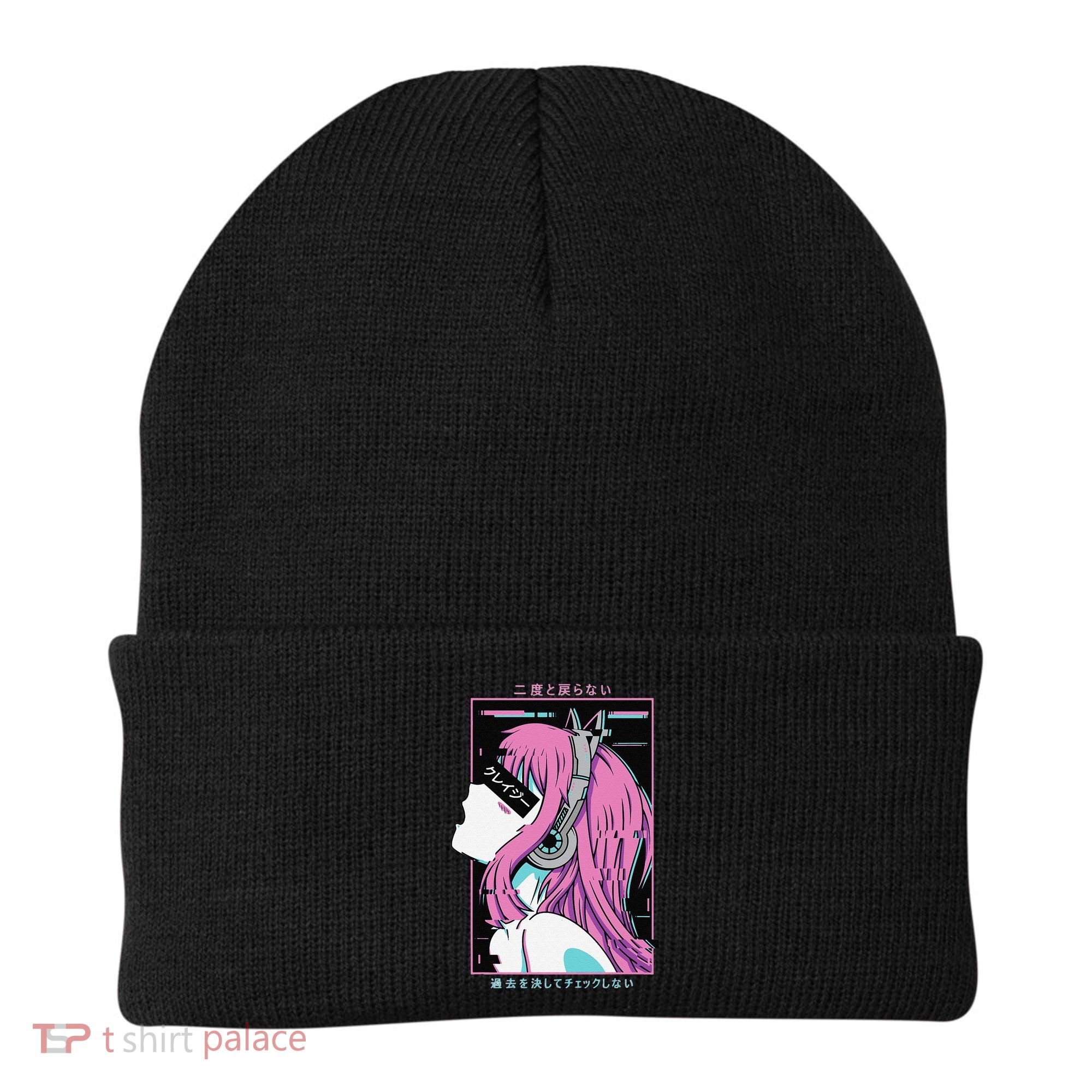 Aesthetic Vaporwave Crazy Waifu Anime Girl Beanie