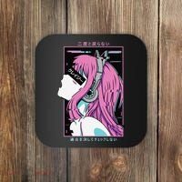 Aesthetic Vaporwave Crazy Waifu Anime Girl Coaster thumb 0