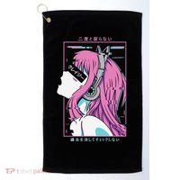 Aesthetic Vaporwave Crazy Waifu Anime Girl Golf Towel thumb 0
