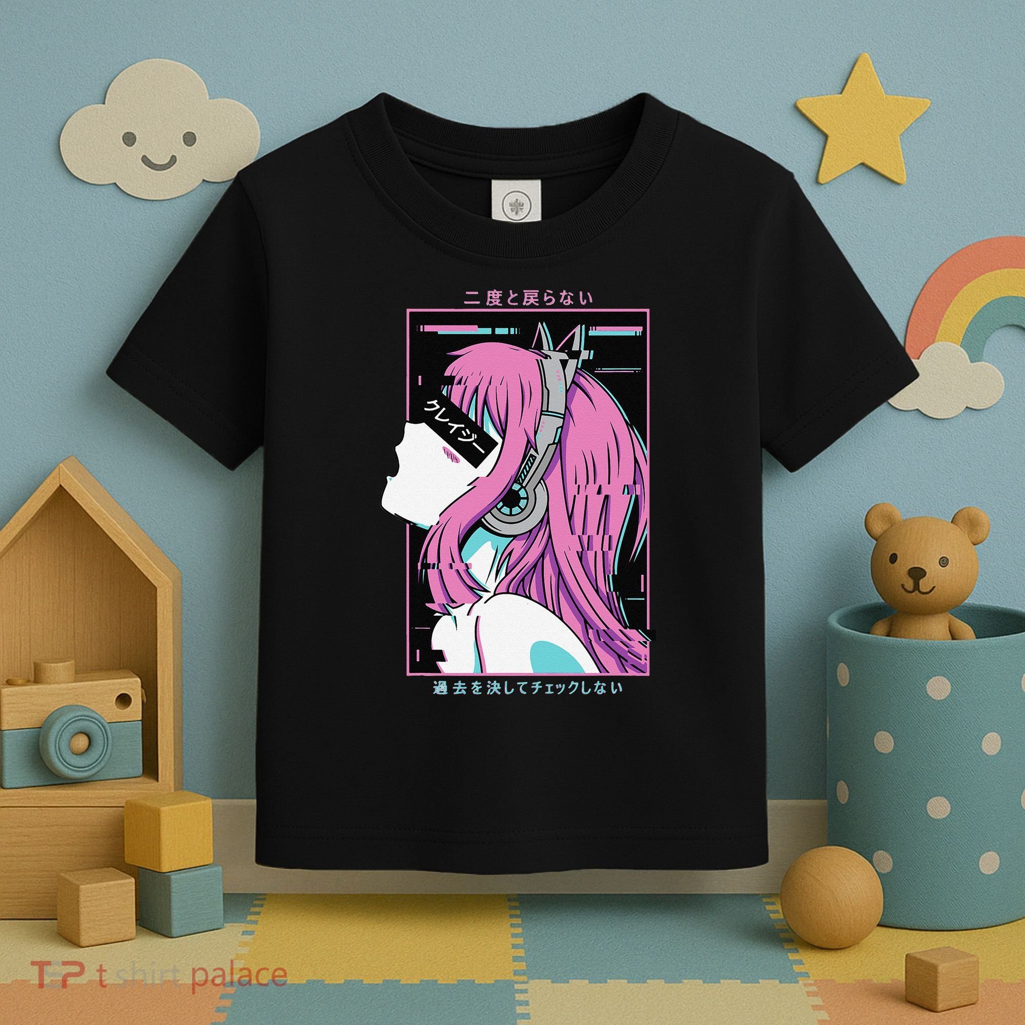 Aesthetic Vaporwave Crazy Waifu Anime Girl Toddler T-Shirt