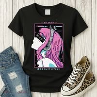 Aesthetic Vaporwave Crazy Waifu Anime Girl Women's T-Shirt thumb 3
