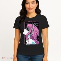 Aesthetic Vaporwave Crazy Waifu Anime Girl Women's T-Shirt thumb 4