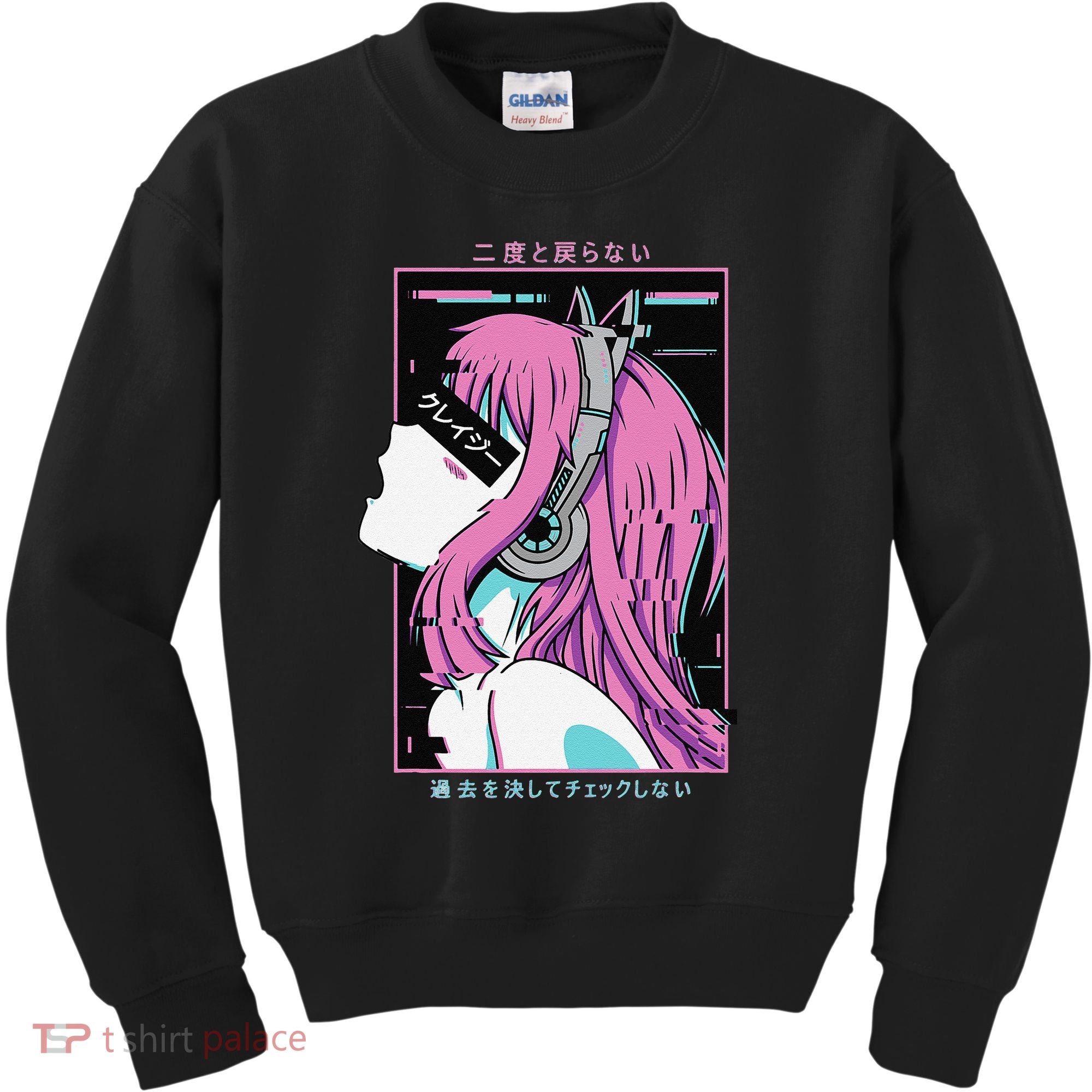 Aesthetic Vaporwave Crazy Waifu Anime Girl Kids Sweatshirt
