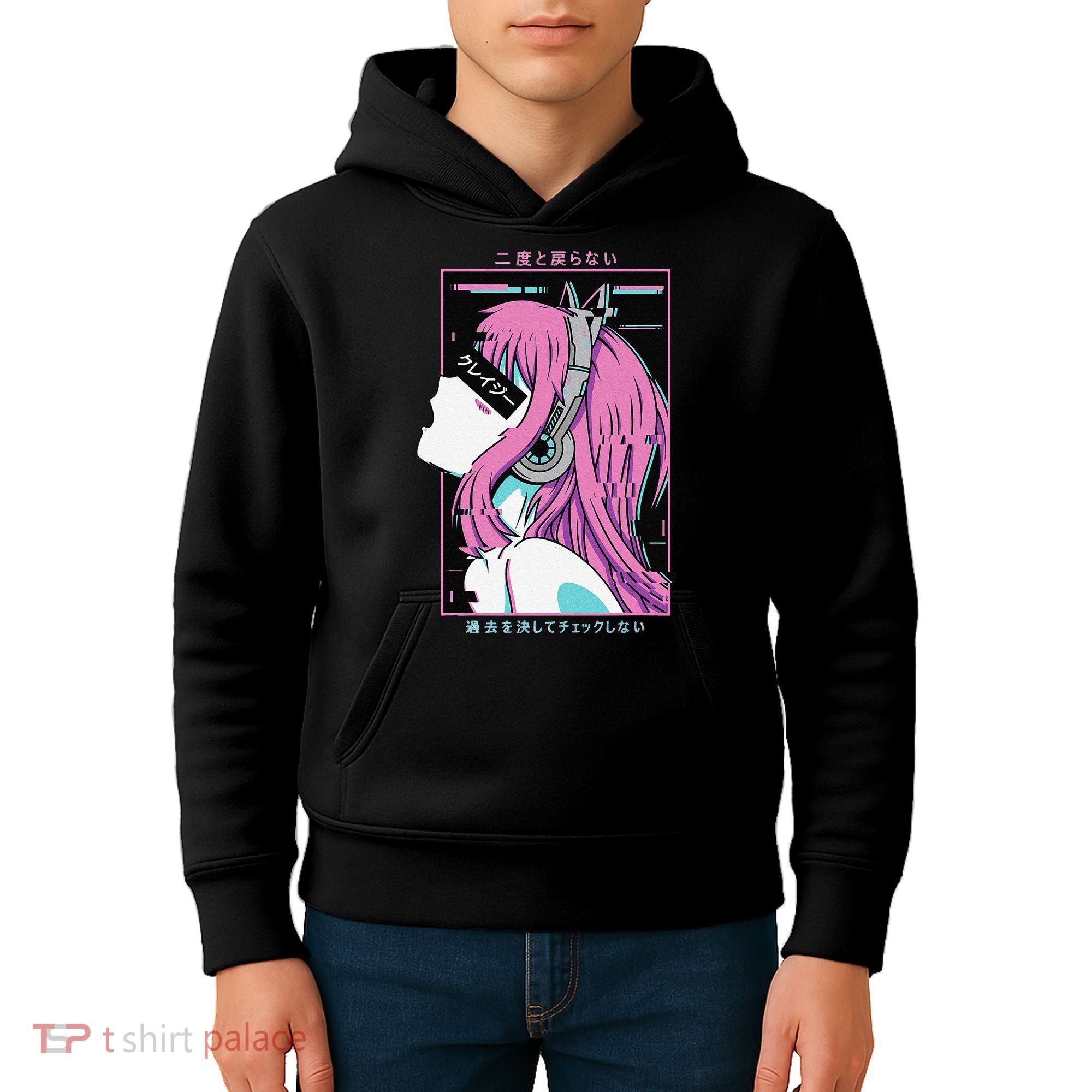 Aesthetic Vaporwave Crazy Waifu Anime Girl Kids Hoodie