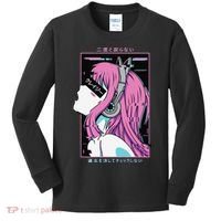 Aesthetic Vaporwave Crazy Waifu Anime Girl Kids Long Sleeve Shirt thumb 0