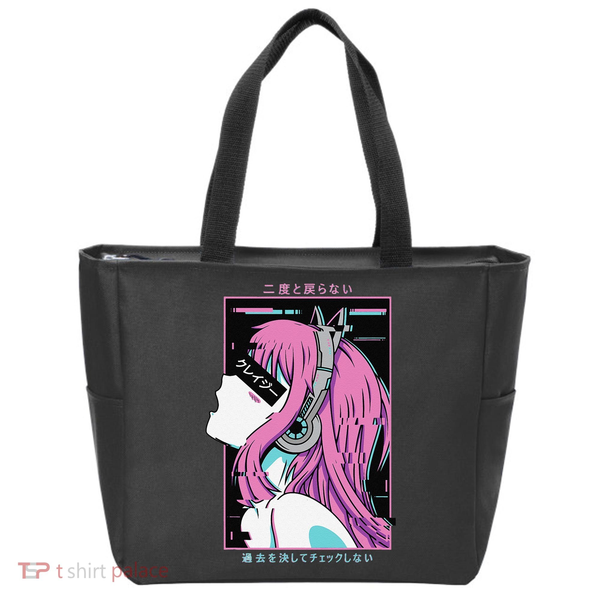 Aesthetic Vaporwave Crazy Waifu Anime Girl Tote Bag