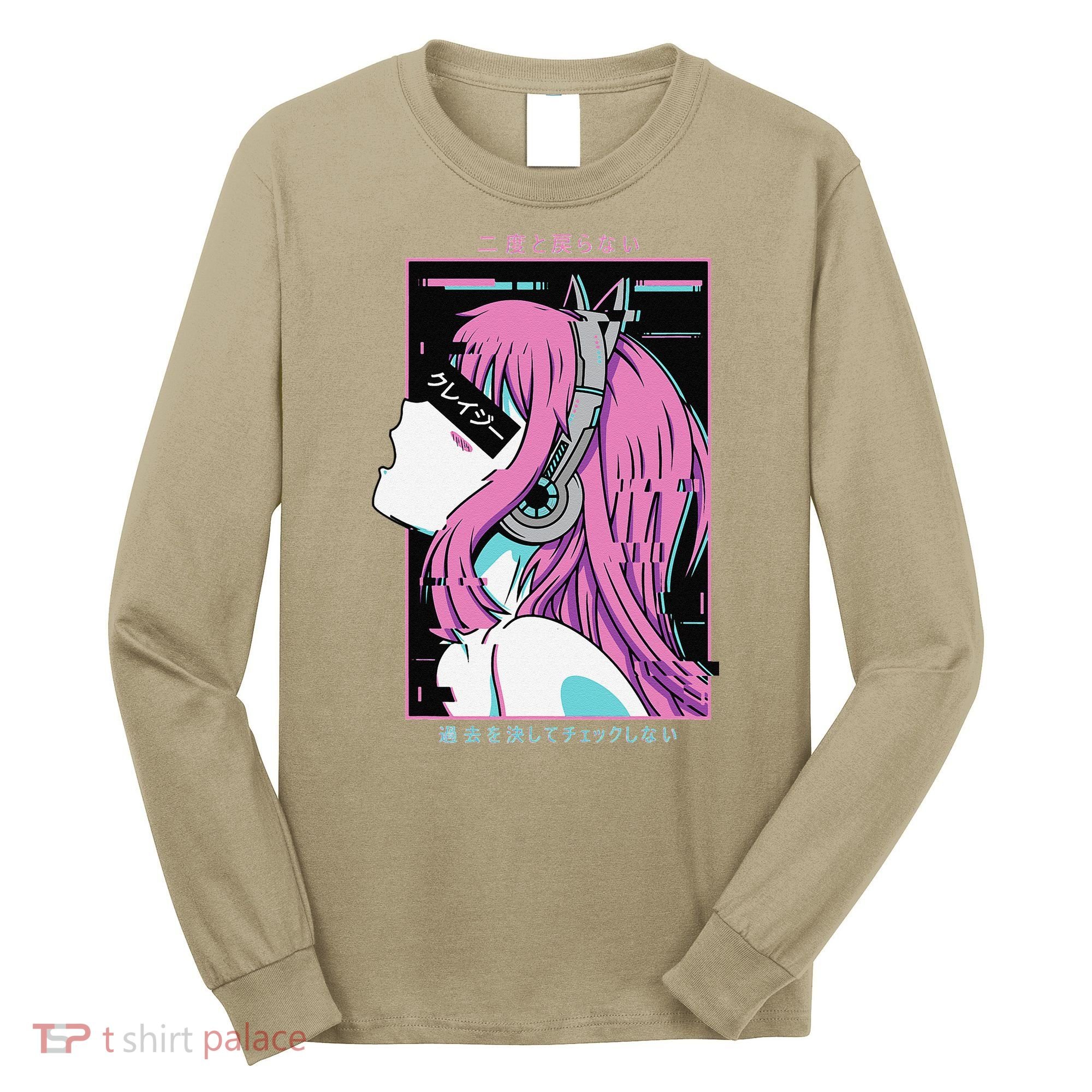 Aesthetic Vaporwave Crazy Waifu Anime Girl Long Sleeve Shirt