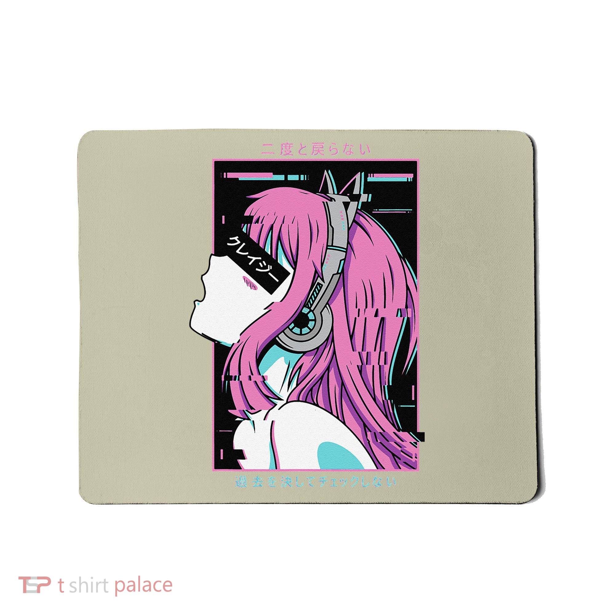 Aesthetic Vaporwave Crazy Waifu Anime Girl Mousepad