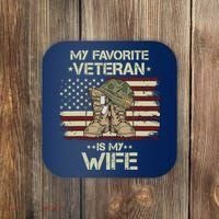 Army Veterans Day My Favorite Veteran Is My Wife Coaster thumb 0