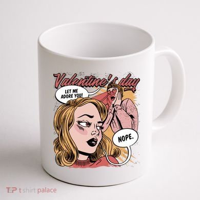 Anti Valentines Day Feminist Comic Coffee Mug back