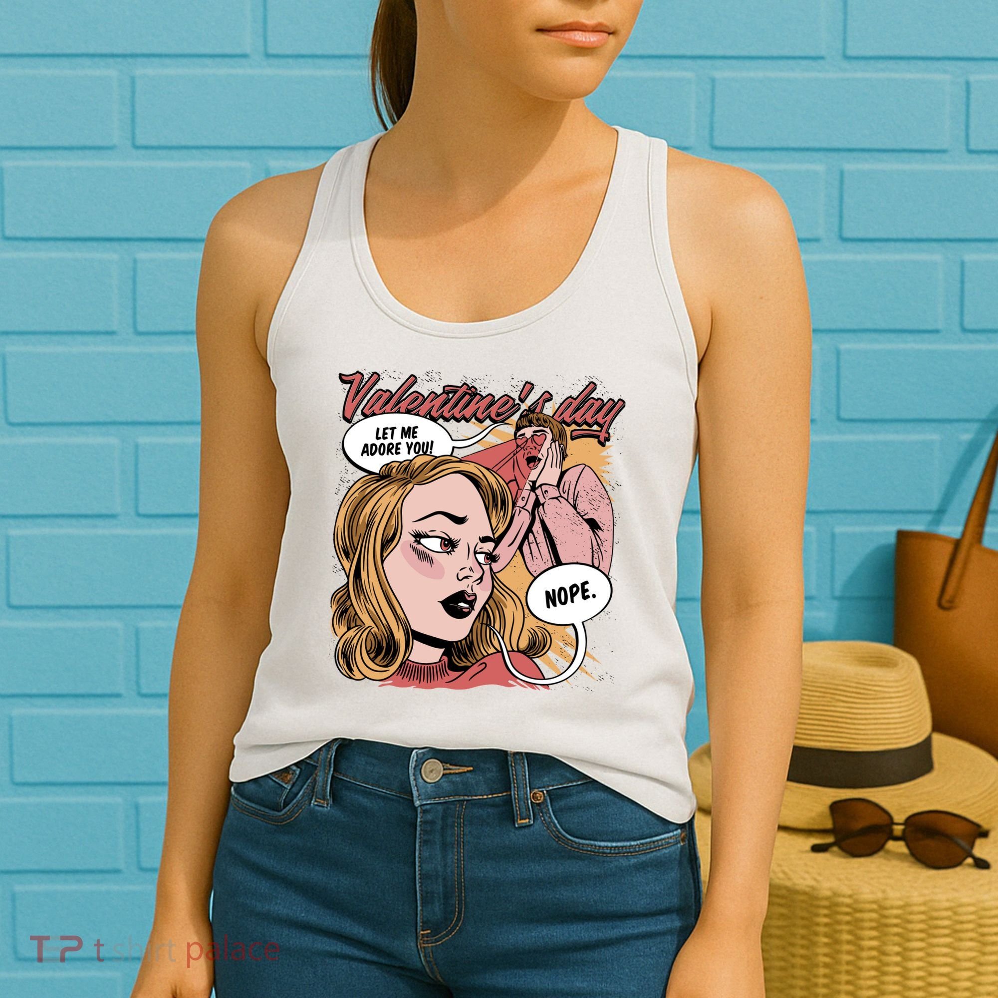 Anti Valentines Day Feminist Comic Women's Tank Top