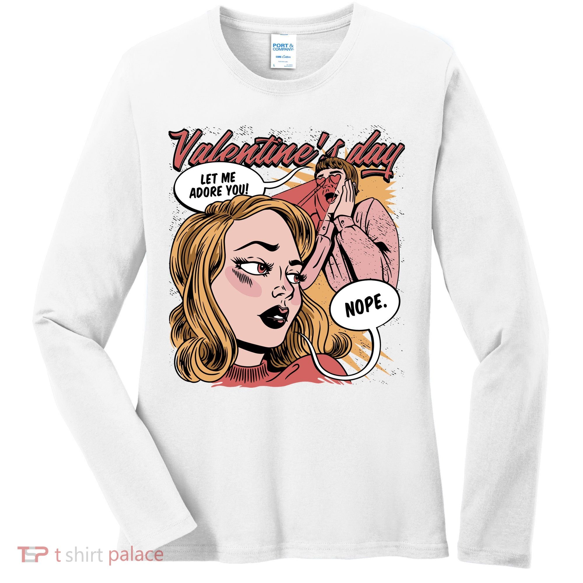 Anti Valentines Day Feminist Comic Women's Long Sleeve Shirt