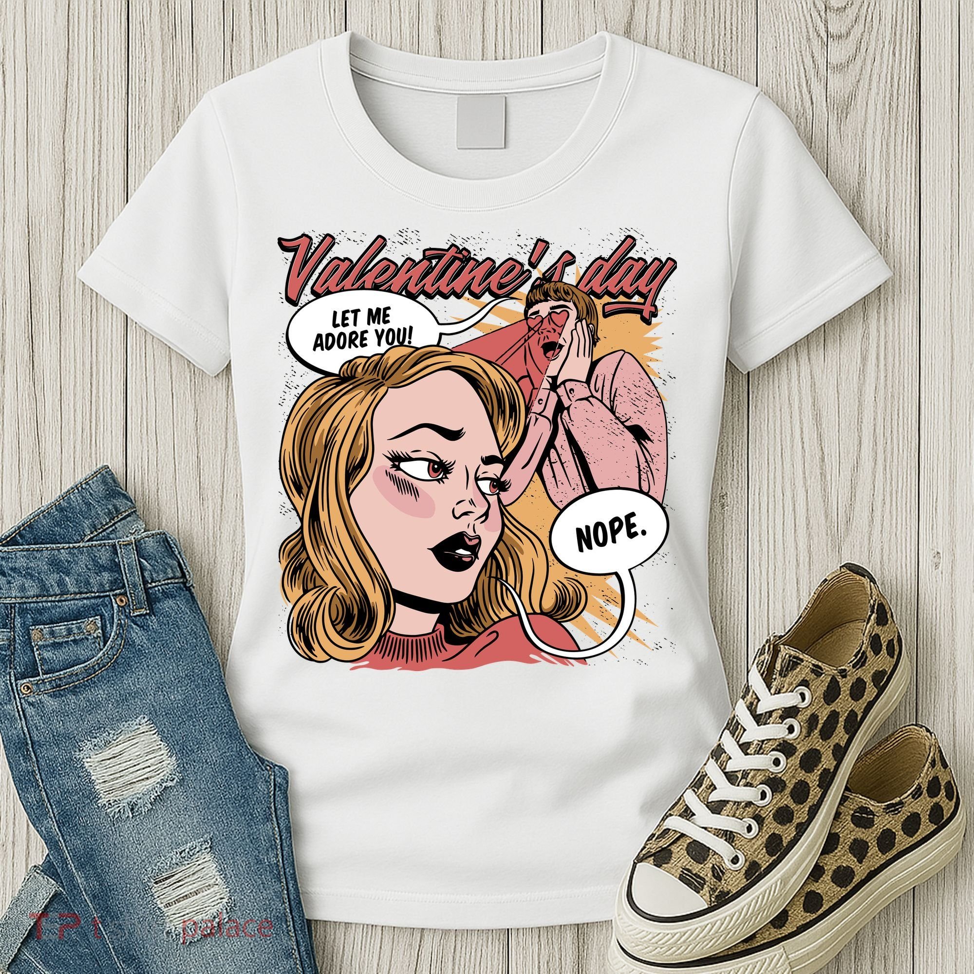 Anti Valentines Day Feminist Comic Women's T-Shirt