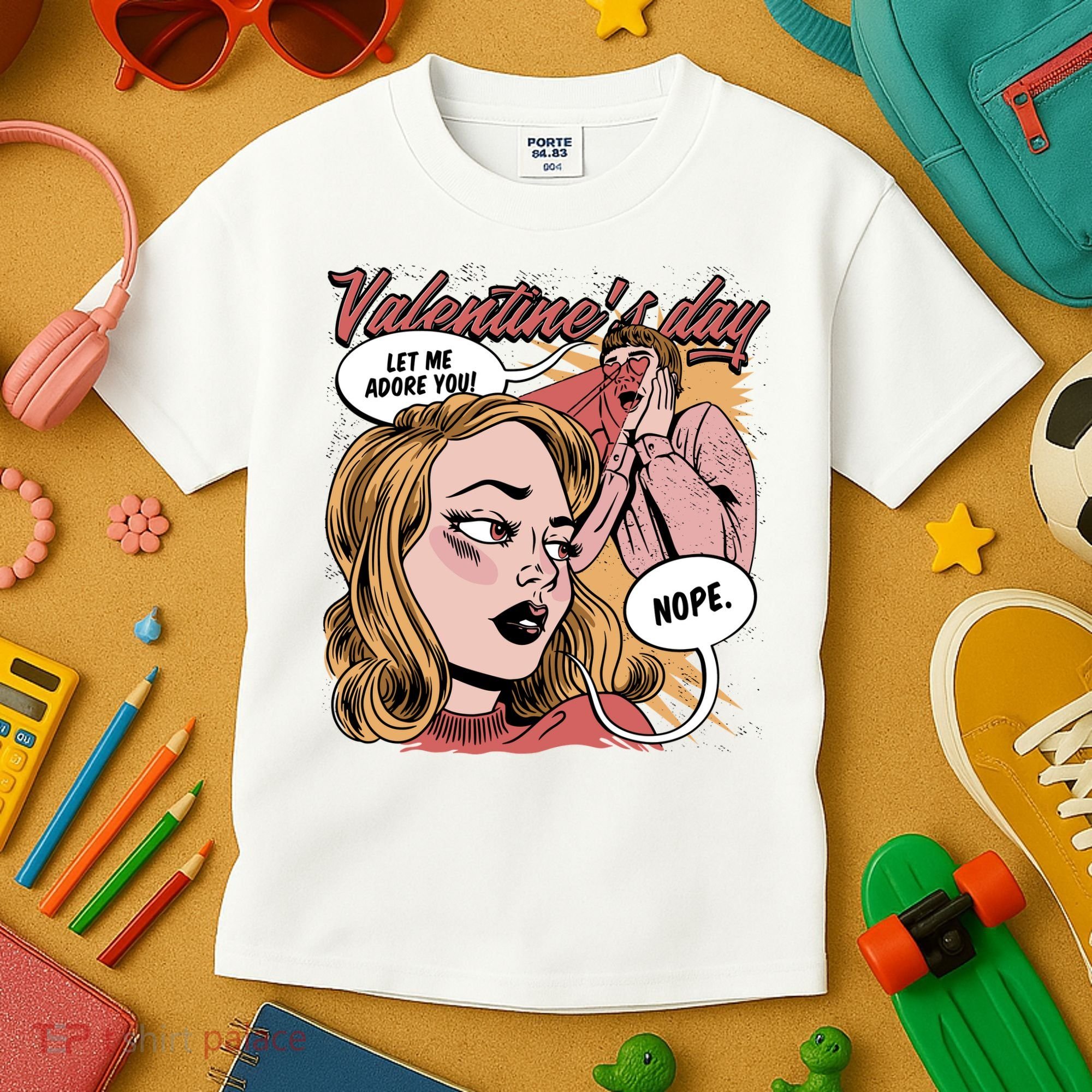 Anti Valentines Day Feminist Comic Kids T-Shirt