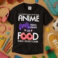 Anime Video Games And Food Lover Kids T-Shirt thumb 3