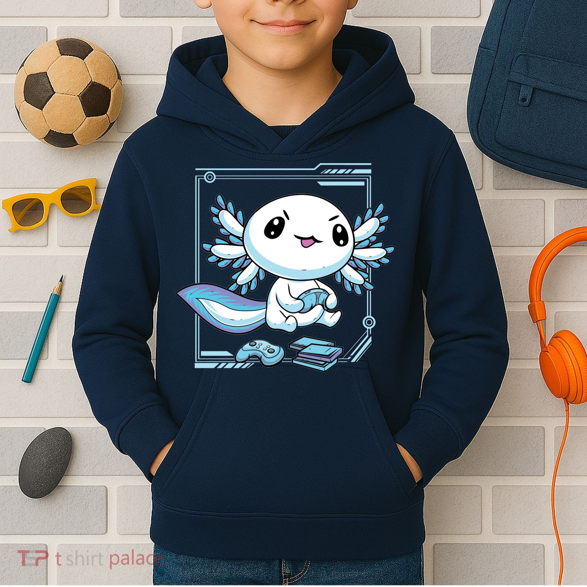 Axolotl Video Games Gamer Kids Hoodie