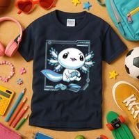 Axolotl Video Games Gamer Kids T-Shirt thumb 3