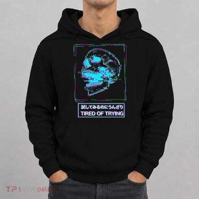 Aesthetic Vaporwave Japanese Tired Of Trying Futurism Hoodie