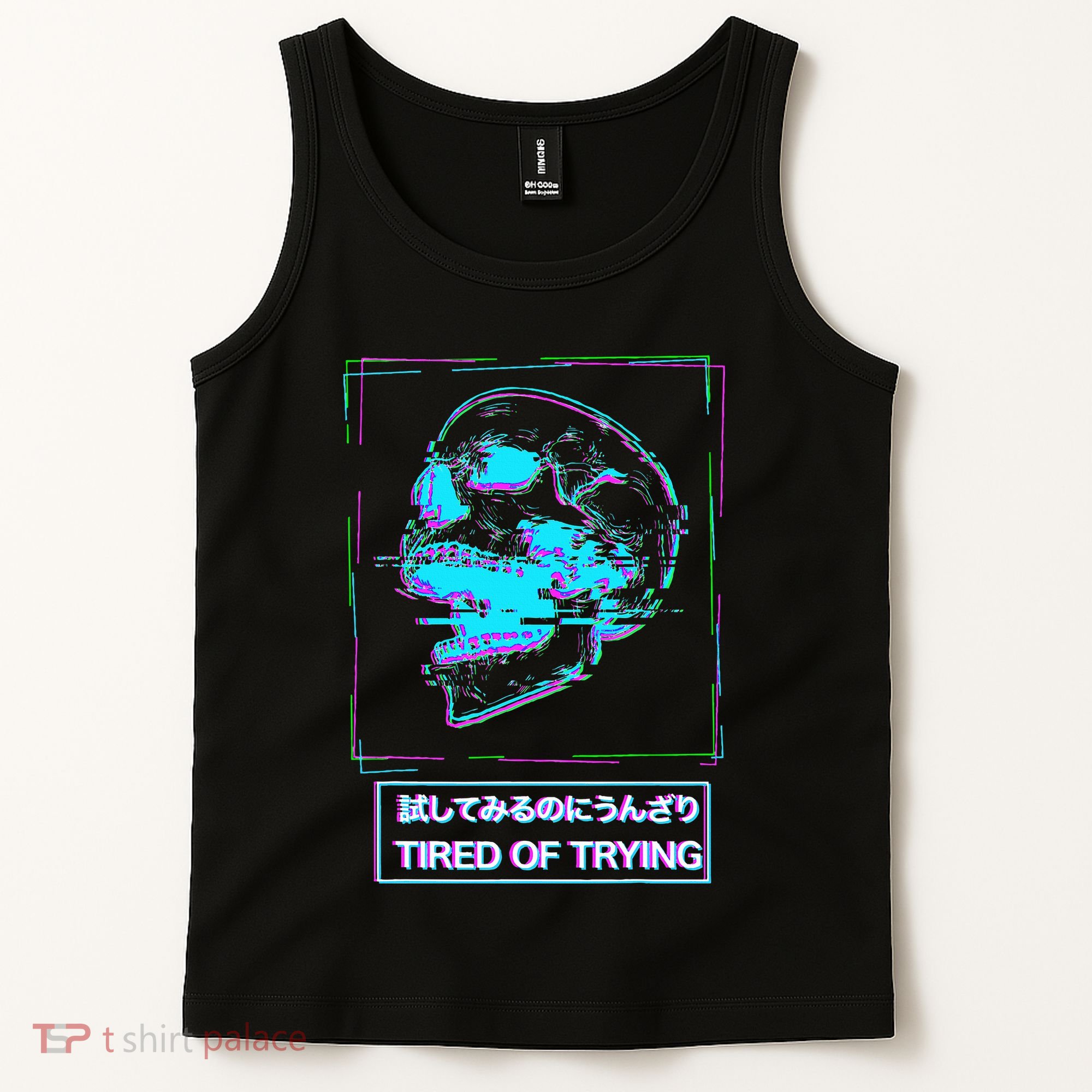 Aesthetic Vaporwave Japanese Tired Of Trying Futurism Tank Top