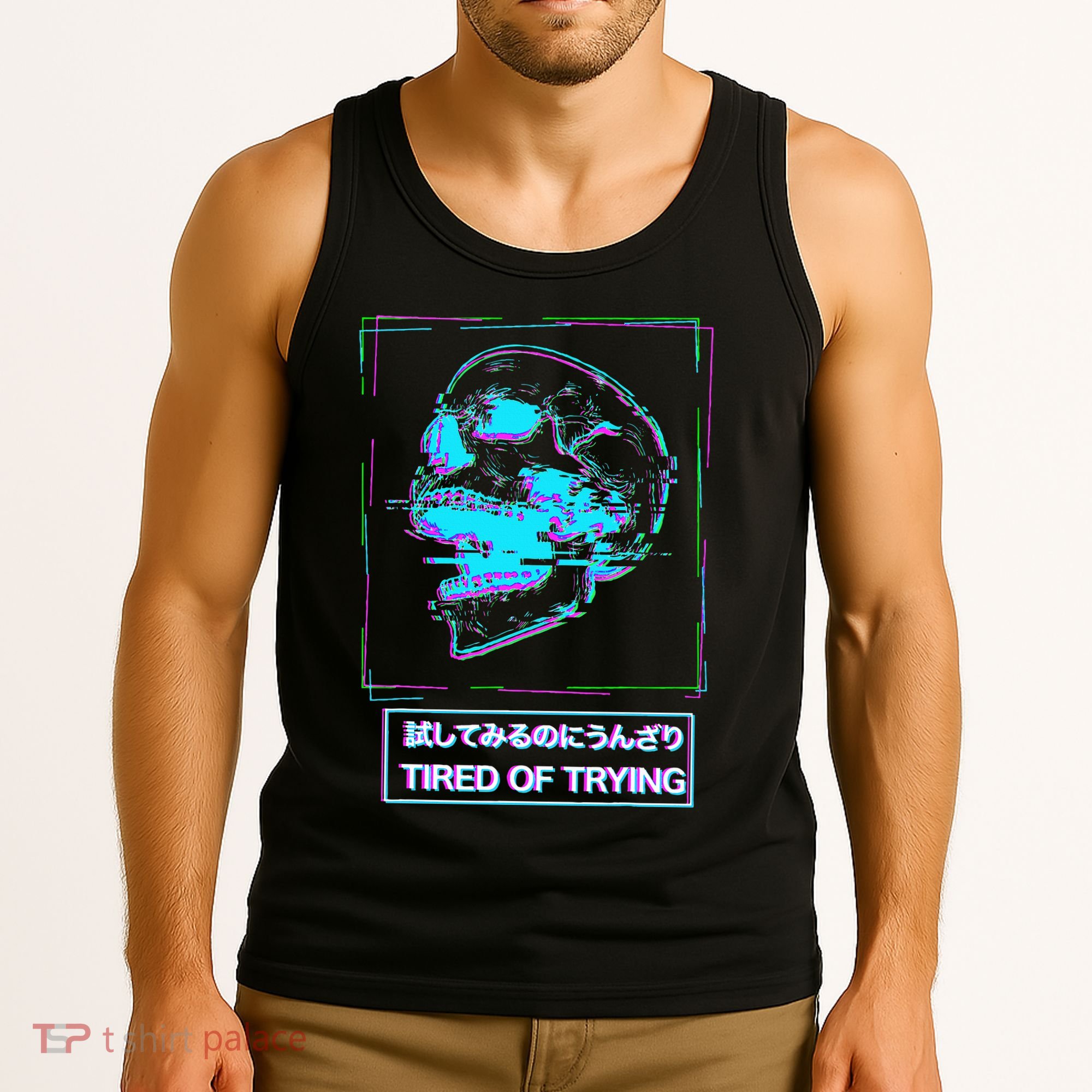 Aesthetic Vaporwave Japanese Tired Of Trying Futurism Tank Top