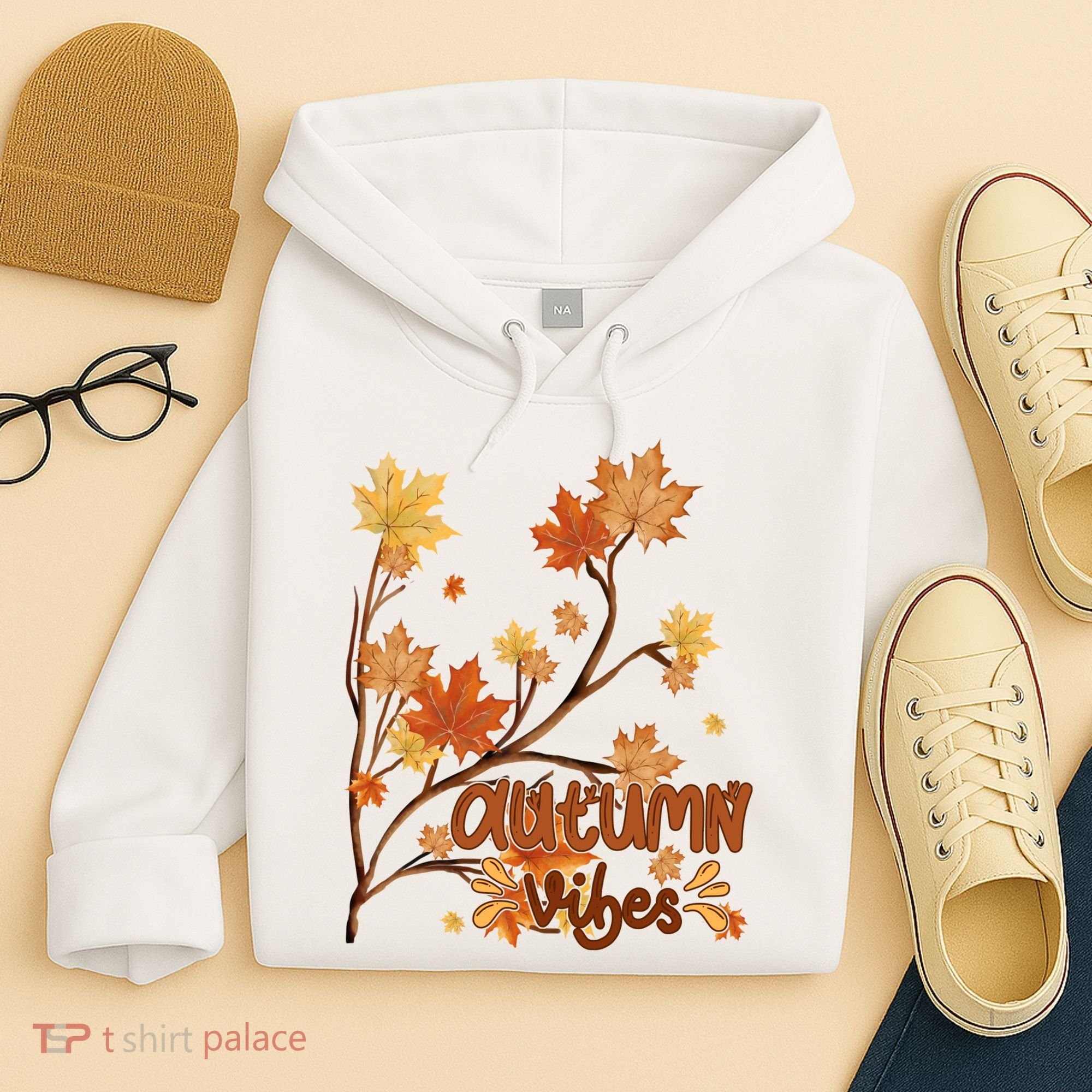 Autumn Vibes Leaves Cozy Hoodie