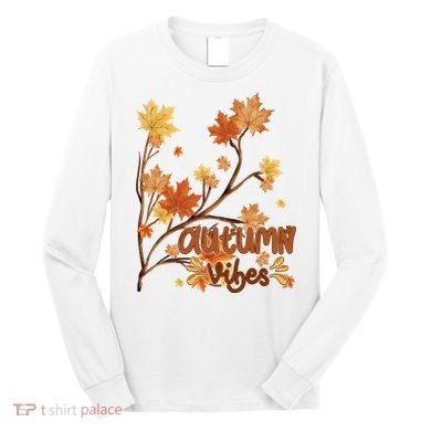 Autumn Vibes Leaves Cozy Long Sleeve Shirt