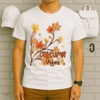 Autumn Vibes Leaves Cozy T-Shirt thumb 6