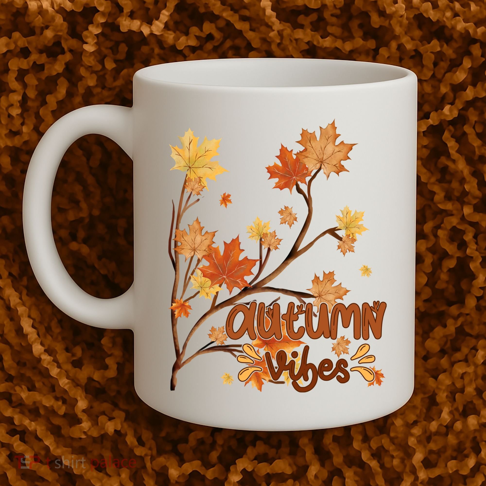 Autumn Vibes Leaves Cozy Coffee Mug