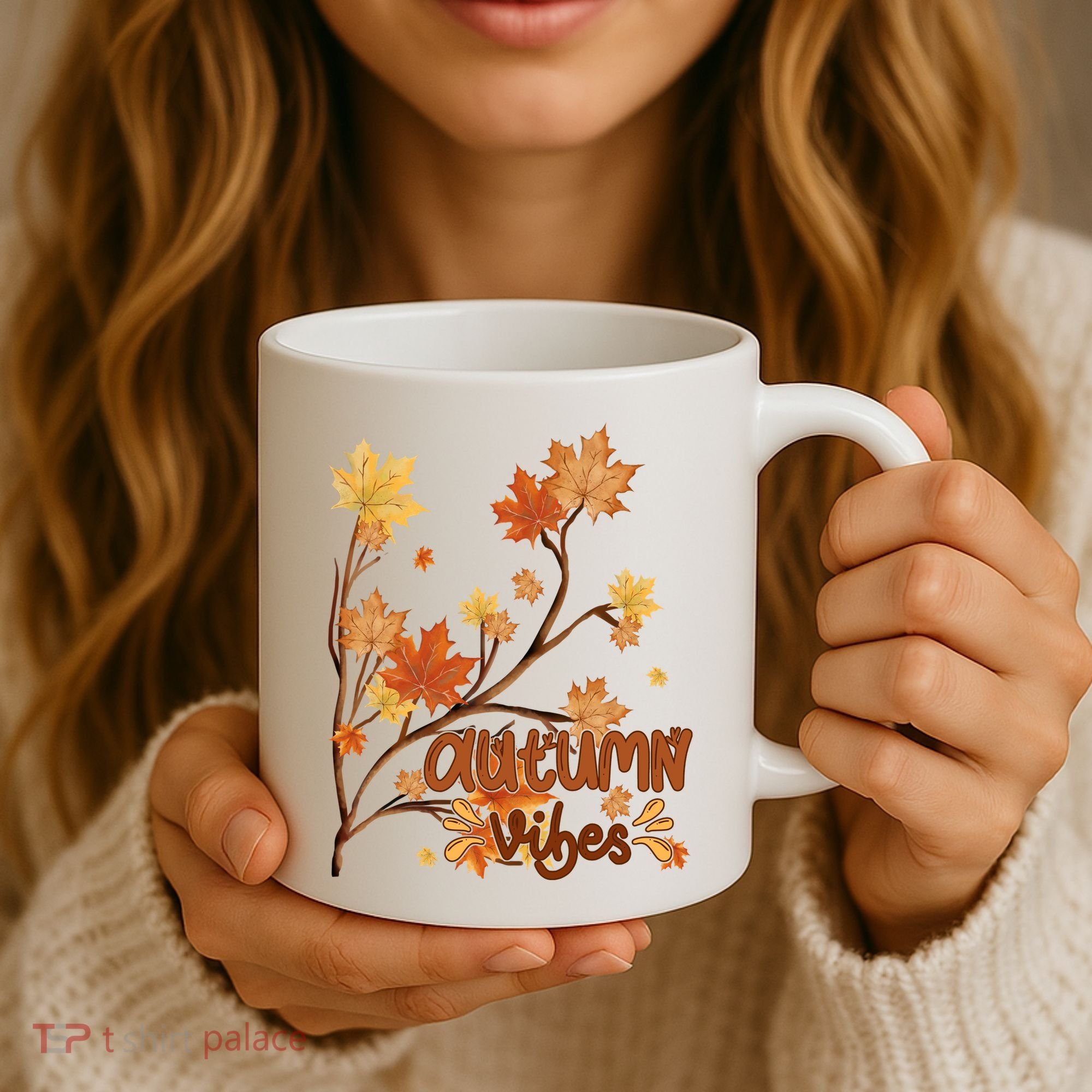 Autumn Vibes Leaves Cozy Coffee Mug