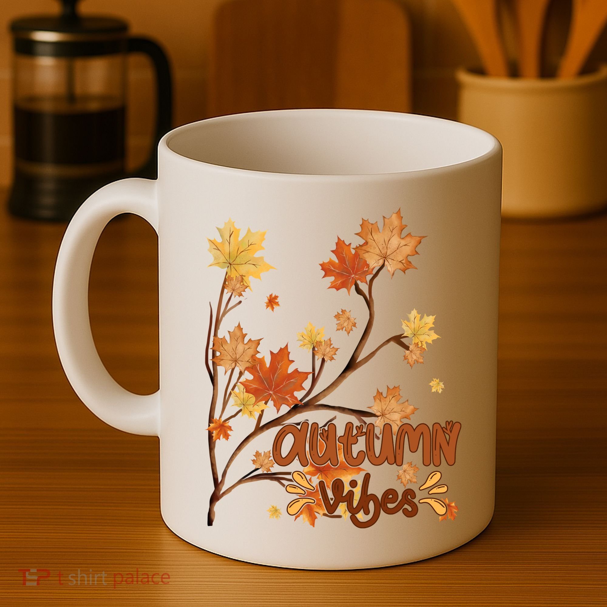 Autumn Vibes Leaves Cozy Coffee Mug