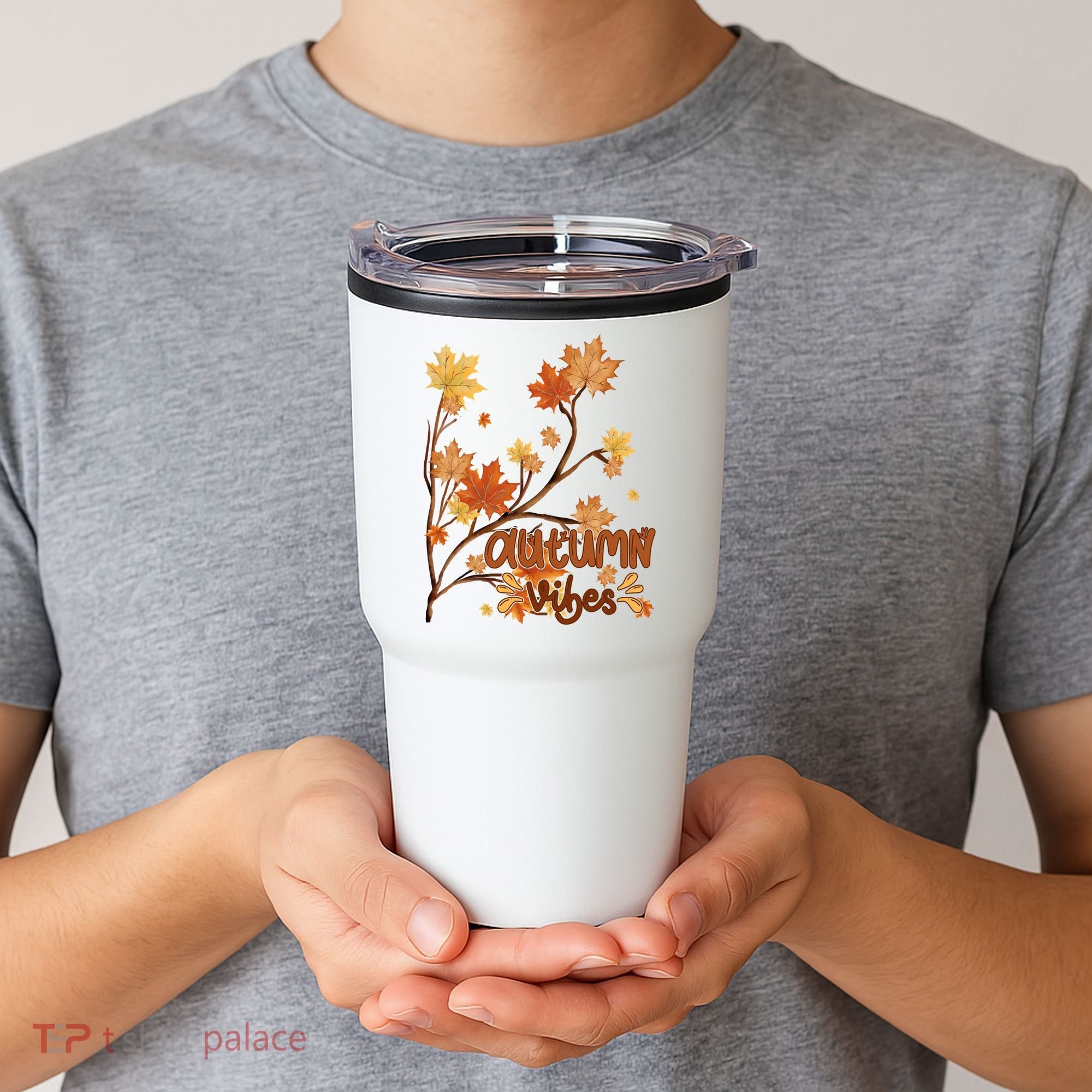 Autumn Vibes Leaves Cozy Tumbler