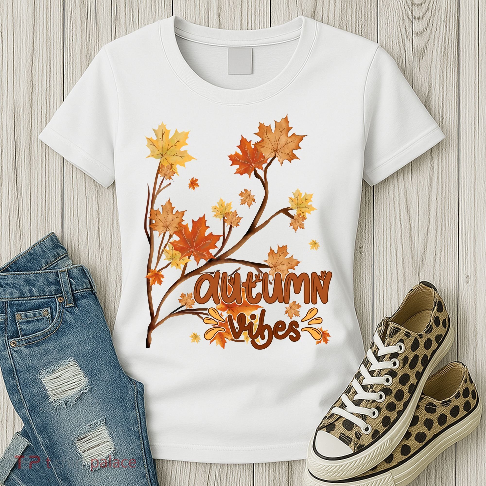 Autumn Vibes Leaves Cozy Women's T-Shirt
