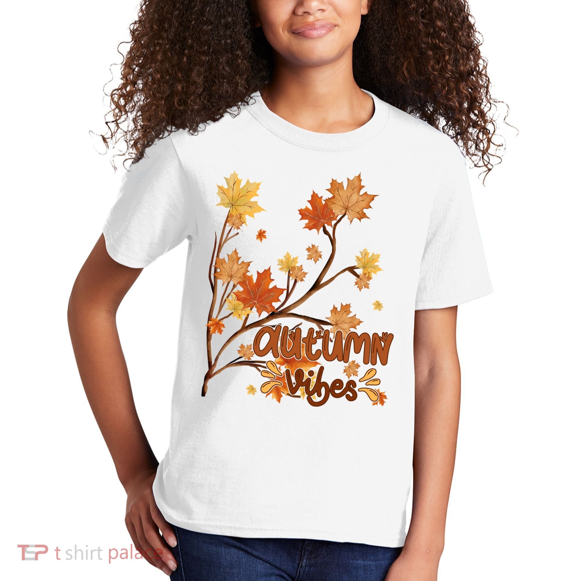Autumn Vibes Leaves Cozy Kids T-Shirt