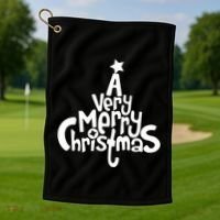 A Very Merry Christmas Tree Logo Golf Towel thumb 1