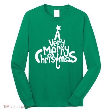 A Very Merry Christmas Tree Logo Long Sleeve Shirt