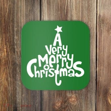 A Very Merry Christmas Tree Logo Coaster