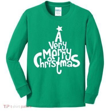 A Very Merry Christmas Tree Logo Kids Long Sleeve Shirt