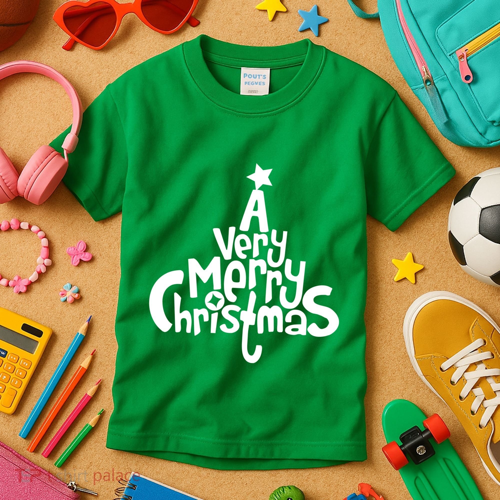 A Very Merry Christmas Tree Logo Kids T-Shirt