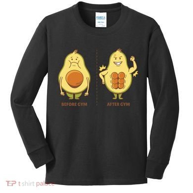 Avocado Gym Abs Kids Long Sleeve Shirt