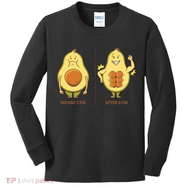 Avocado Gym Abs Kids Long Sleeve Shirt