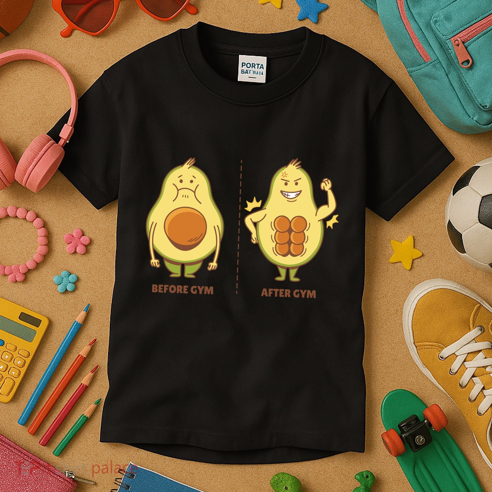 Avocado Gym Abs Kids T-Shirt