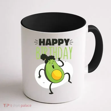 Avocado Happy Birthday Coffee Mug back