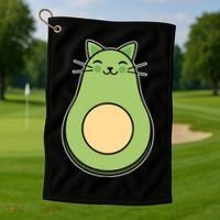 Avocato Avacado Cat Cute Golf Towel thumb 1