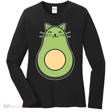 Avocato Avacado Cat Cute Women's Long Sleeve Shirt