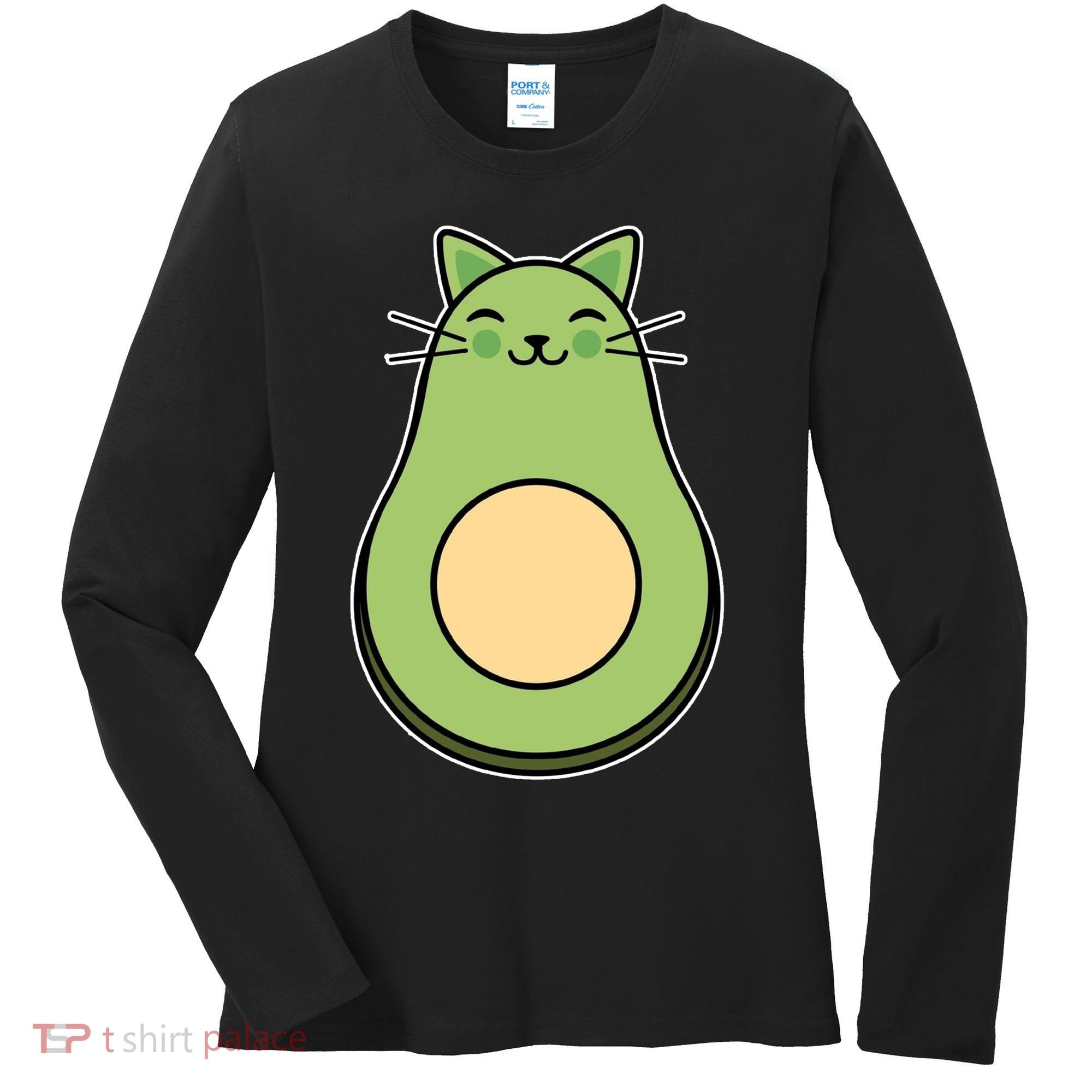 Avocato Avacado Cat Cute Women's Long Sleeve Shirt